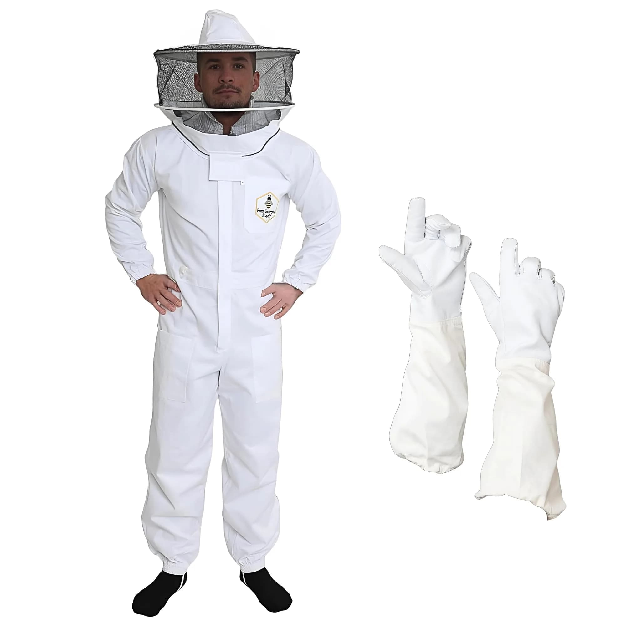 FOREST BEEKEEPING SUPPLY Professional Bee Suit for Men and Women | 100% Cotton, Ventilated, Full-Body Protection, Small