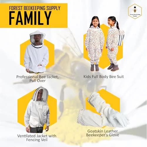 FOREST BEEKEEPING SUPPLY Professional Bee Suit for Men and Women | 100% Cotton, Ventilated, Full-Body Protection, Small thumbnail 6