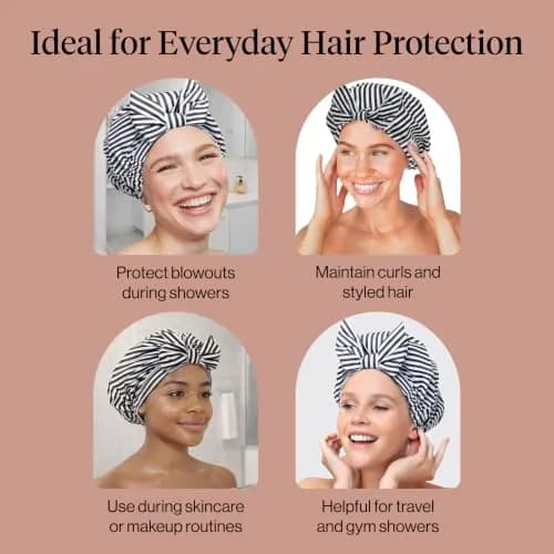 Kitsch Luxury Large Shower Cap for Women - Stripe, 14.2cm (5.6in) x 16.6cm (6.5in) x 3.4cm (1.3in) thumbnail 6
