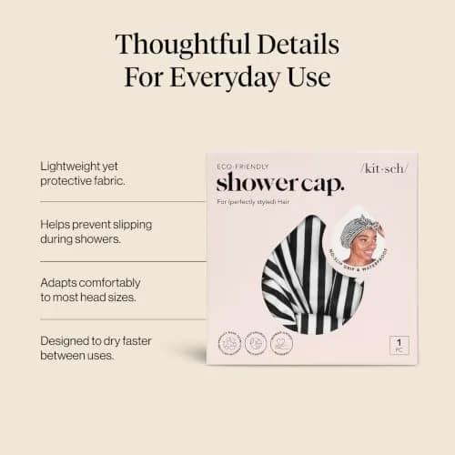 Kitsch Luxury Large Shower Cap for Women - Stripe, 14.2cm (5.6in) x 16.6cm (6.5in) x 3.4cm (1.3in) thumbnail 3