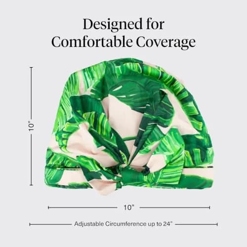 Kitsch Luxury Large Shower Cap for Women - Palm Leaves | Reusable Waterproof Hair Protection thumbnail 4