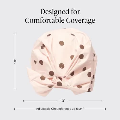 Kitsch Luxury Large Shower Cap for Women - Blush Dot | Waterproof & Reusable Hair Protection thumbnail 4