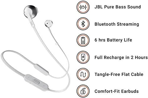 Harman JBL Tune 205BT Wireless In-Ear Headphones Silver | 6-Hour Battery Life thumbnail 2