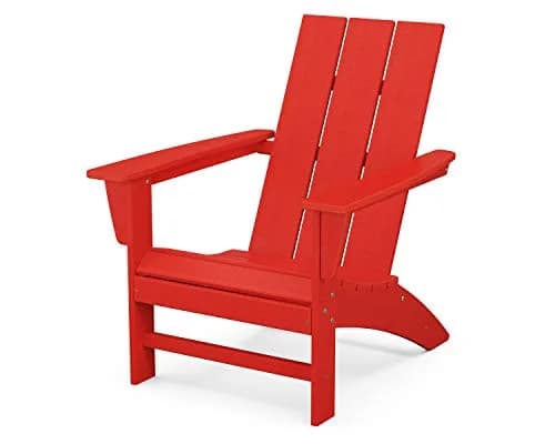 Polywood Modern Adirondack Chair – All-Weather Outdoor Lawn Adirondack Chairs – HDPE, Fade-Resistant & Durable Outdoor Furniture – Sunset Red | Patio, Deck & Fire Pit thumbnail 1