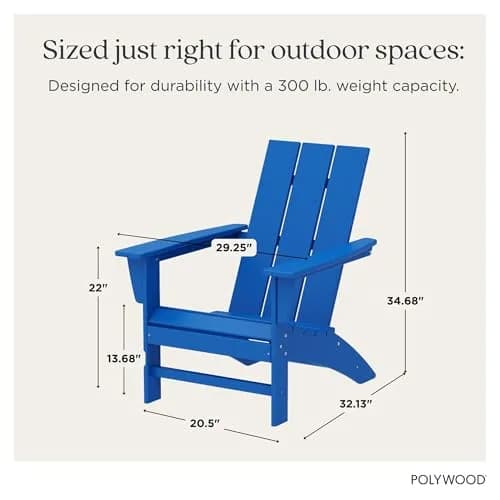 Polywood Modern Adirondack Chair – All-Weather Outdoor HDPE, Fade-Resistant, 32in Deep | Durable Patio Seating thumbnail 4