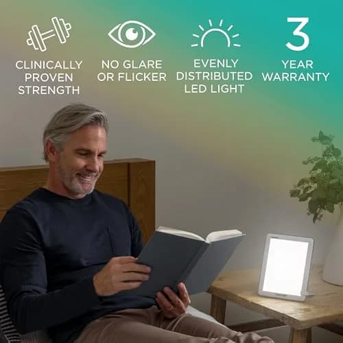 Verilux HappyLight Lucent Light Therapy Lamp, 10,000 Lux, UV-Free LED | Portable, Full Spectrum Mood & Sleep Support thumbnail 5