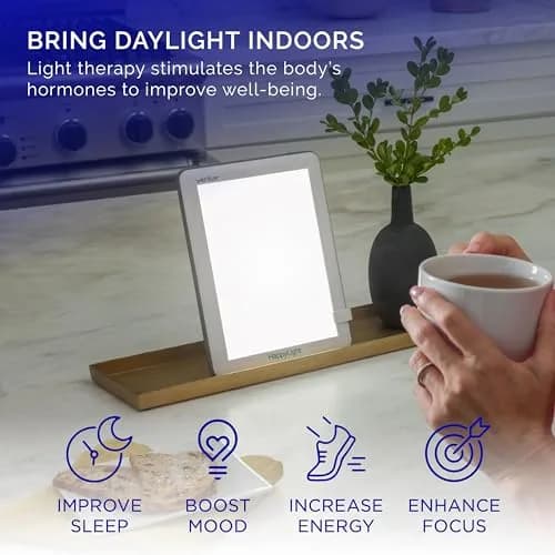 Verilux HappyLight Lucent Light Therapy Lamp, 10,000 Lux, UV-Free LED | Portable, Full Spectrum Mood & Sleep Support thumbnail 2