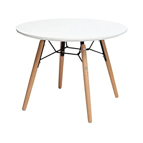 2xhome Kids Size White Round Circle Activity Table with Eiffel Dowel Leg | Durable Solid Wood Kids Table for Classroom & Home thumbnail 1
