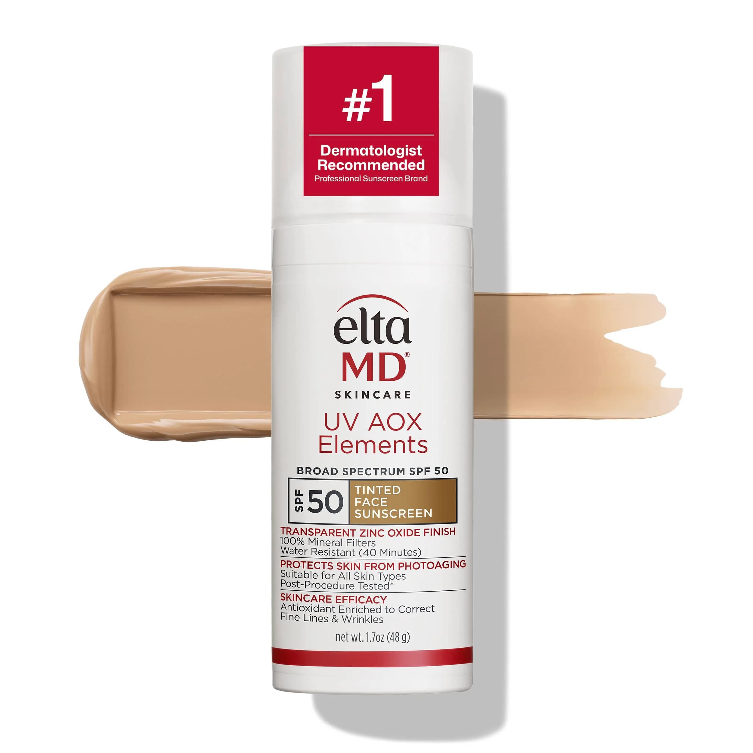 EltaMD UV AOX Elements 100% Mineral Tinted Face Sunscreen SPF 50 | Hydrates & Protects Sensitive Skin