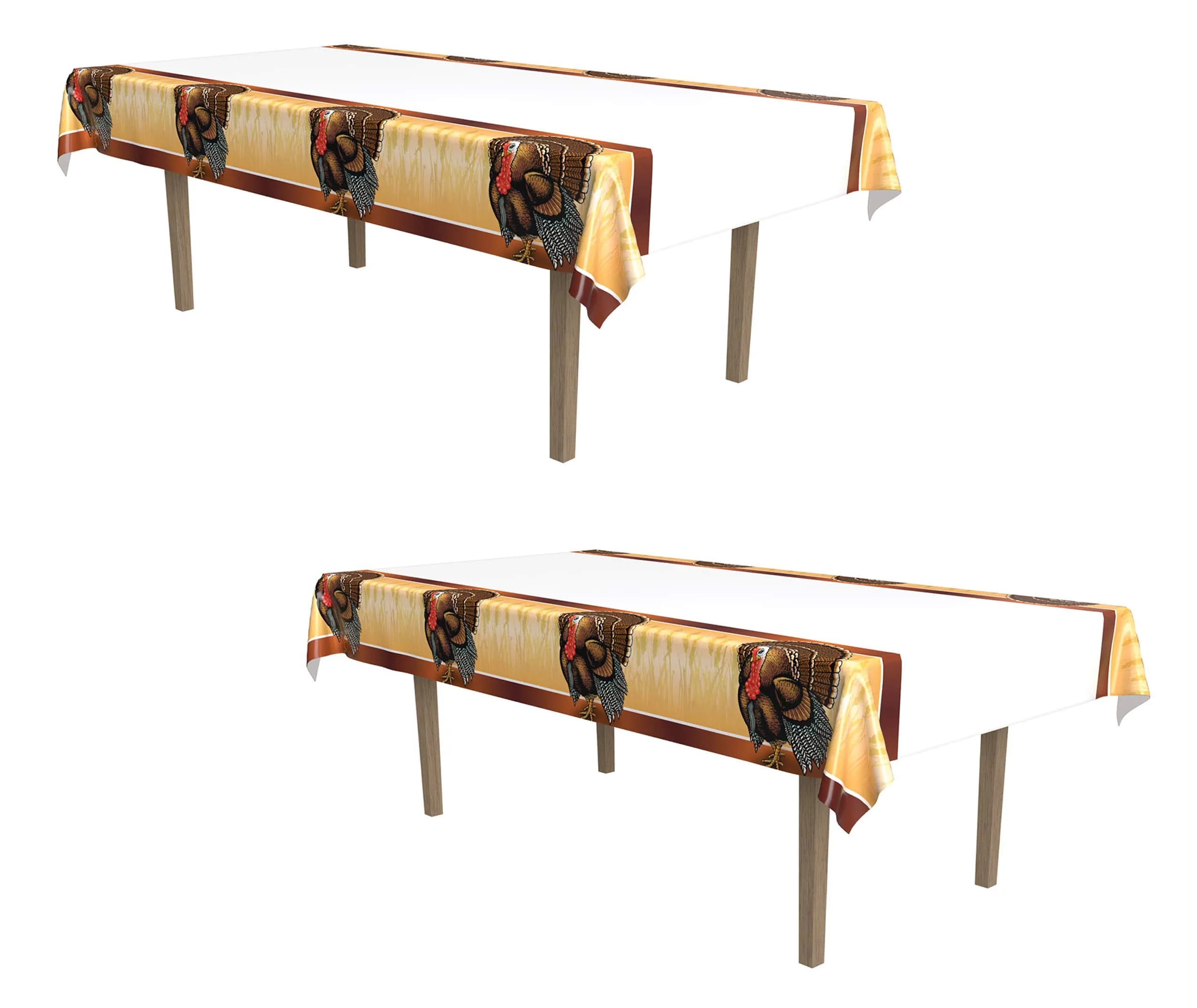 Beistle Turkey Tablecovers 54" x 108" (137cm x 274cm) Pack of 2 | Festive Thanksgiving Party Decorations - main product image