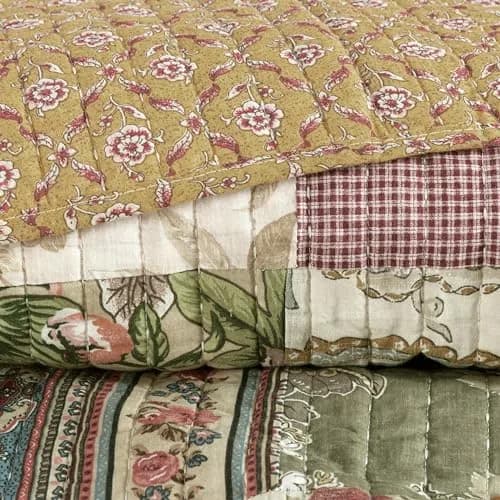 Chezmoi Collection Delaney 3-Piece Floral Patchwork Quilt Set King | Vintage Cotton Comforter thumbnail 6