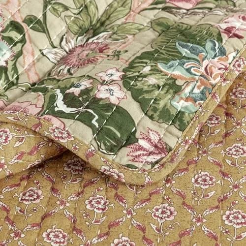 Chezmoi Collection Delaney 3-Piece Floral Patchwork Quilt Set King | Vintage Cotton Comforter thumbnail 7