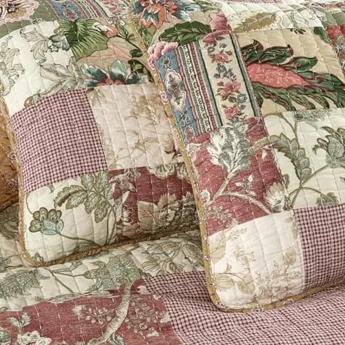 Chezmoi Collection Delaney 3-Piece Floral Patchwork Quilt Set King | Vintage Cotton Comforter thumbnail 8