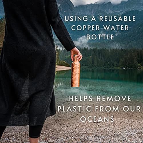 Kosdeg Copper Water Bottle - 34 Oz Extra Large | Pure Copper Ayurvedic Vessel for Drinking thumbnail 7