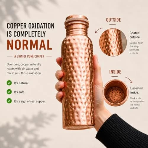 Kosdeg Copper Water Bottle - 34 Oz Extra Large | Pure Copper Ayurvedic Vessel for Drinking thumbnail 2