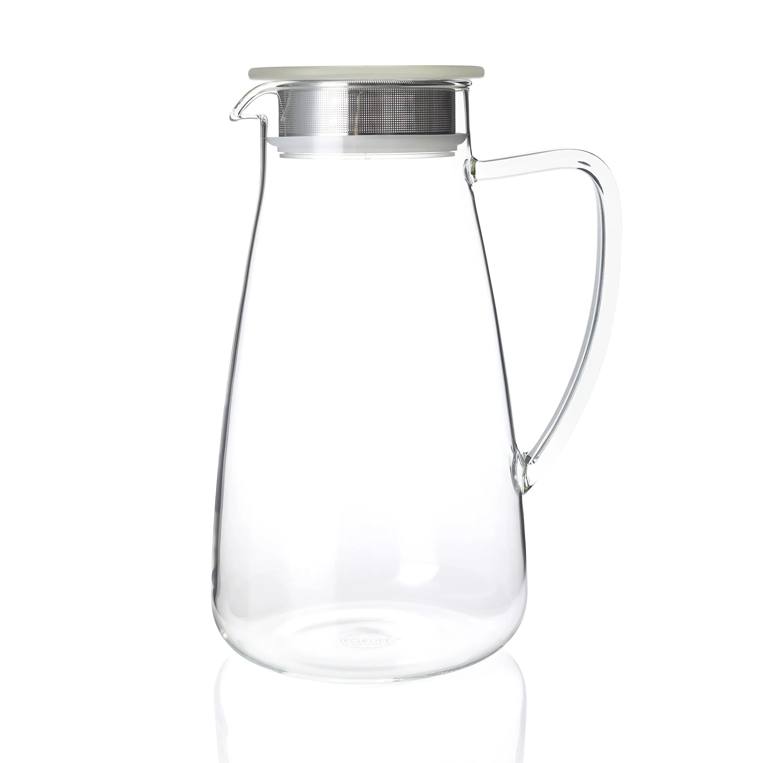 FORLIFE Flask Glass Tea Jug Pitcher 64 oz | Borosilicate & Stainless Steel Filter