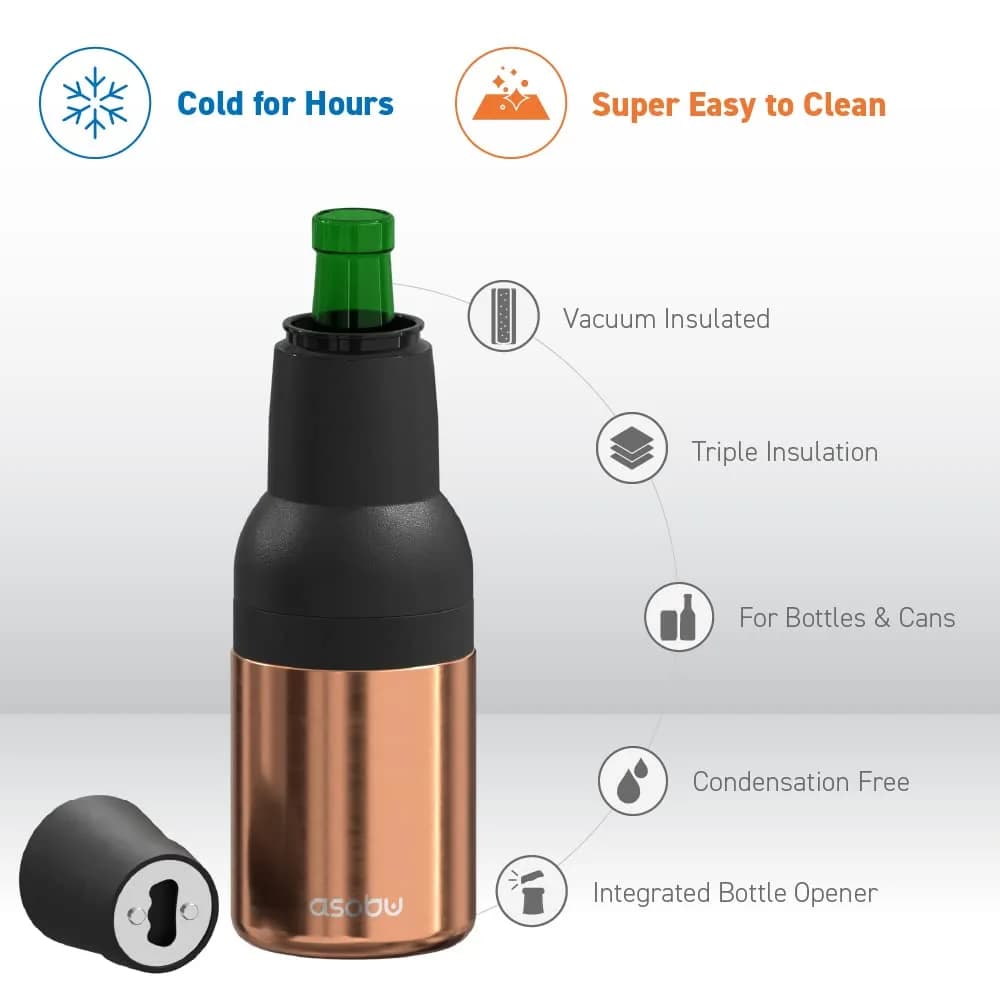 asobu Frosty Beer Holder 2 Go Vacuum Insulated 16oz | Double Walled Stainless Steel, Keeps Beer Cold 12h thumbnail 4
