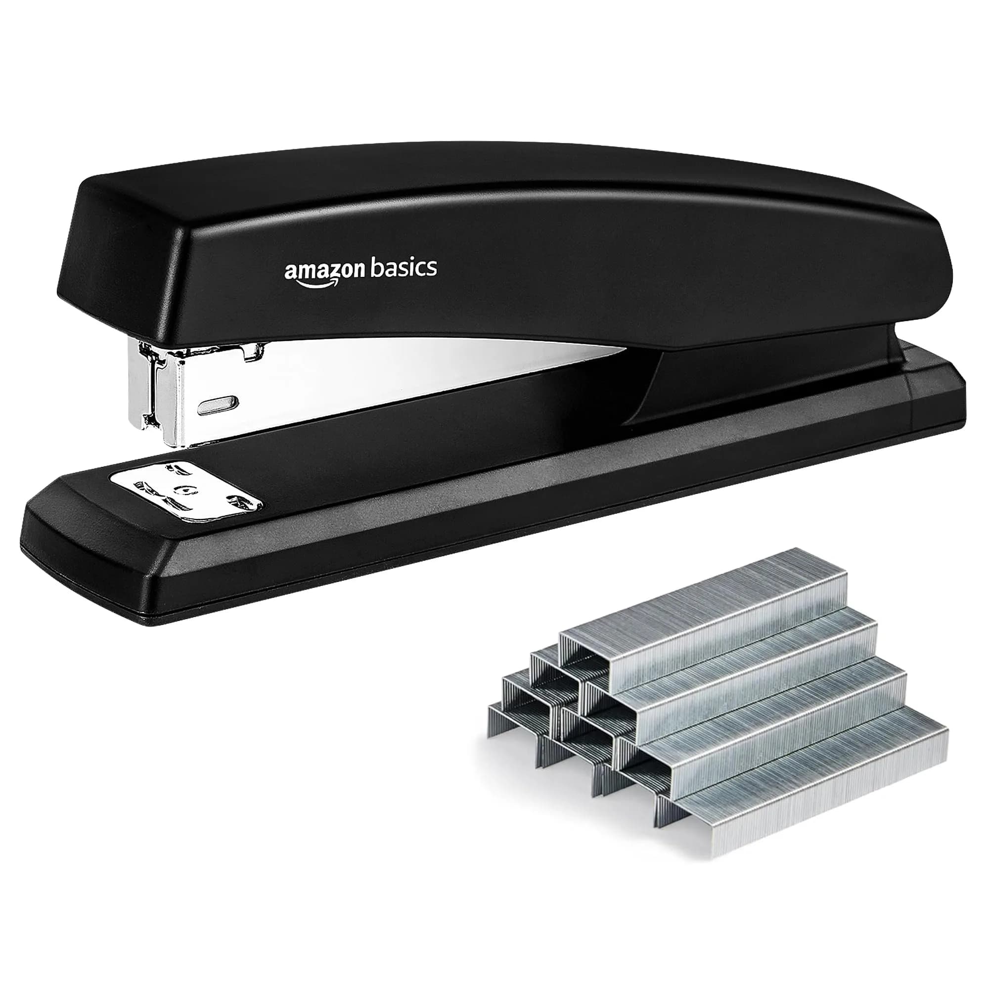 Amazon Basics Office Stapler with 1000 Staples, Black, 25 Sheet Capacity | 16.48 cm (6.49 in) Stapler - main product image