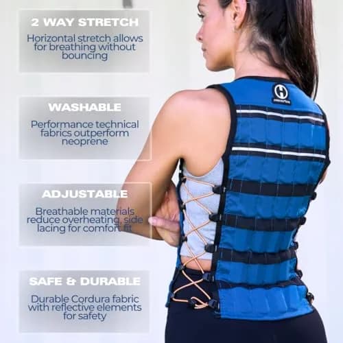 Hyperwear Hyper Vest ELITE Thin Weighted Vest, Black, S, 15 lb | Adjustable USA Steel Weights for Strength & Fitness thumbnail 3
