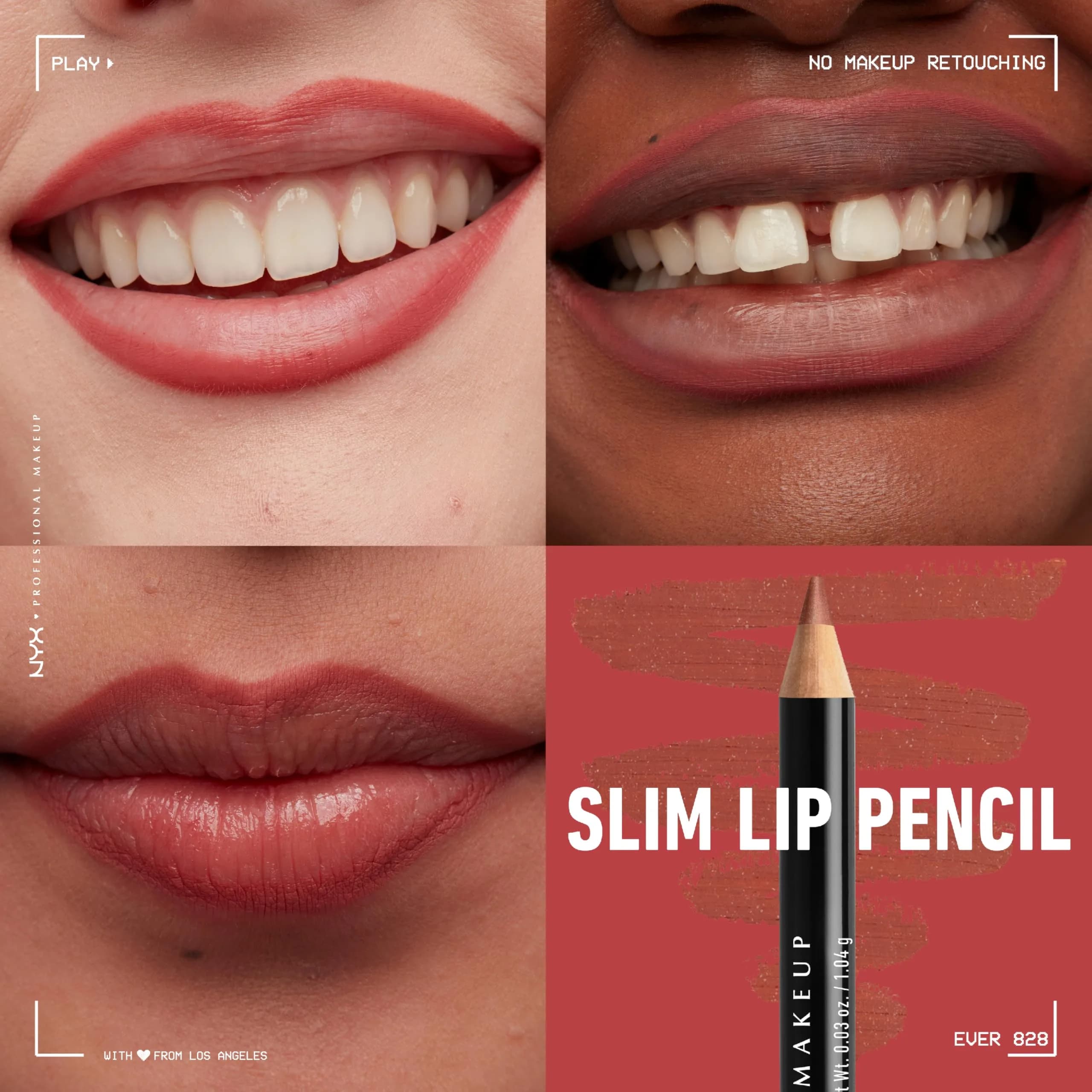NYX PROFESSIONAL MAKEUP Slim Lip Pencil, Ever Shade | Creamy, Long-Lasting Lip Liner (0.88cm x 12.7cm x 0.71cm) - view 4