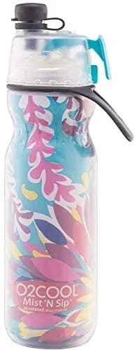 O2COOL Mist N Sip 20 oz (591 ml) Misting Sports Water Bottle Tropical | Insulated Double-Wall Design thumbnail 2