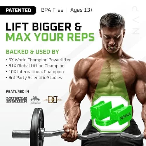 New Age Performance 6DS Weightlifting Mouthpiece | Heavy Lifting Jaw Stabilizer for Strength & Reps thumbnail 2