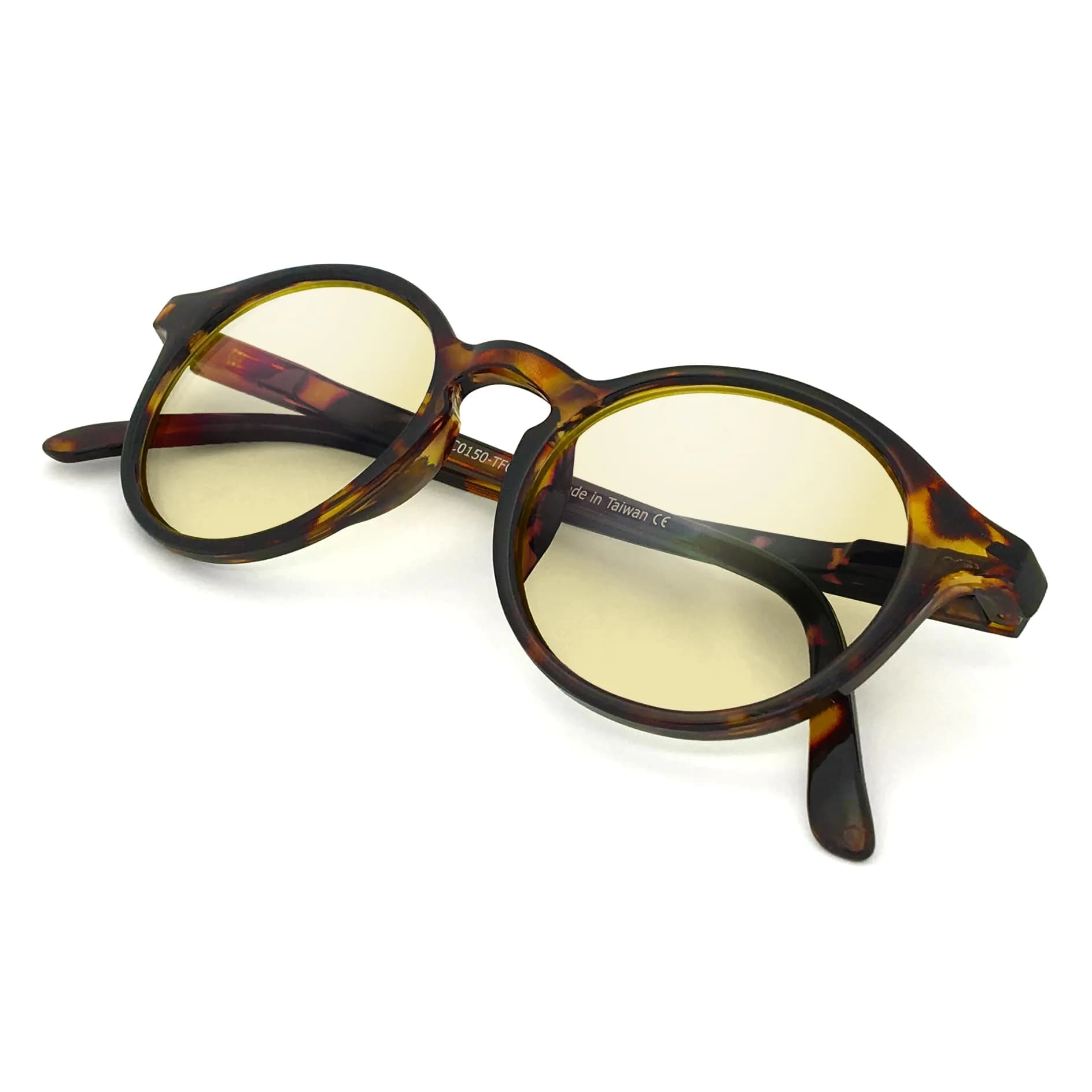 J+S Mana Round Tortoise Blue Light Blocking Glasses with Heavy Duty HD Lens - Medium Fit - main product image