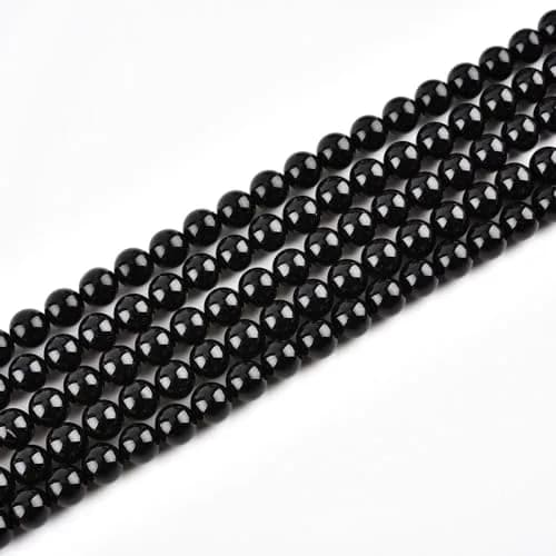 LIFAVOVY 4mm Natural Black Onyx Beads | Genuine Semi-Precious Jewelry Material for Jewelry Making & Crafts thumbnail 3