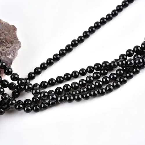 LIFAVOVY 4mm Natural Black Onyx Beads | Genuine Semi-Precious Jewelry Material for Jewelry Making & Crafts thumbnail 4