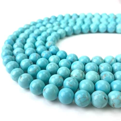 LIFAVOVY 6mm Blue Turquoise Beads Round Gemstone for Jewelry Making (60-64pcs/strand) | Natural Healing & Crafting thumbnail 1