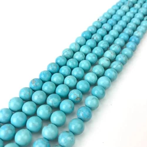 LIFAVOVY 6mm Blue Turquoise Beads Round Gemstone for Jewelry Making (60-64pcs/strand) | Natural Healing & Crafting thumbnail 2