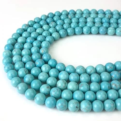 LIFAVOVY 6mm Blue Turquoise Beads Round Gemstone for Jewelry Making (60-64pcs/strand) | Natural Healing & Crafting thumbnail 3