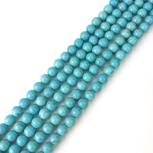 LIFAVOVY 6mm Blue Turquoise Beads Round Gemstone for Jewelry Making (60-64pcs/strand) | Natural Healing & Crafting thumbnail 4