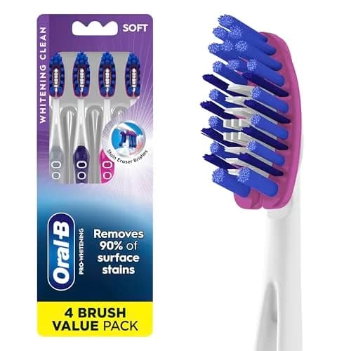 Oral-B 3D White Deep Stain Remover Toothbrushes, 4 Count Soft | Removes 90% of Surface Stains thumbnail 1