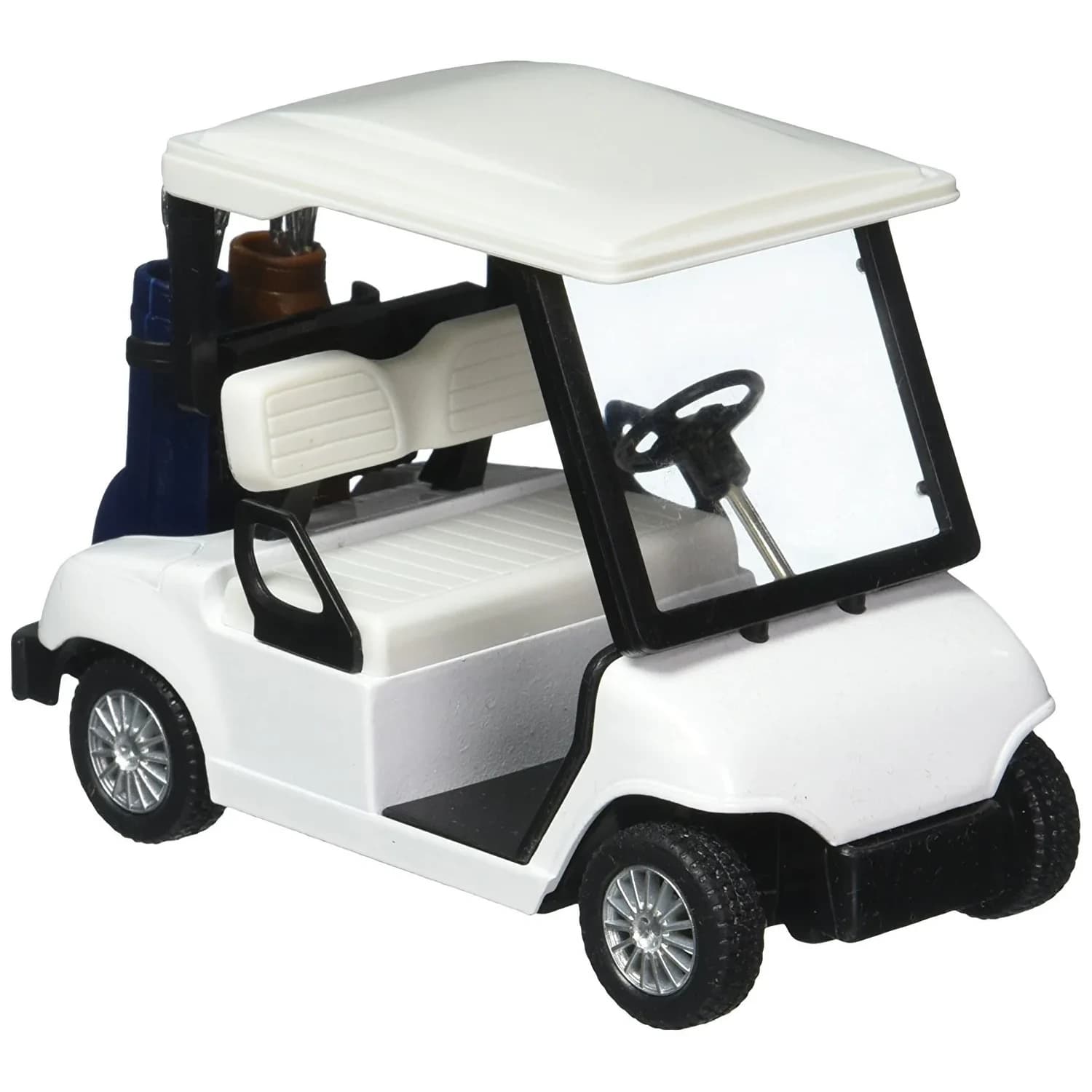 KinsFun Golf Cart Pullback Action Toy 11.4 cm (4.5 Inches) | Detailed Die Cast Metal Model with Moveable Clubs