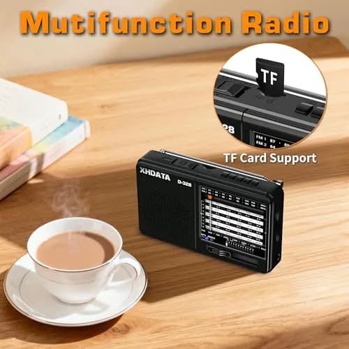 XHDATA D-328 Portable Shortwave Radio | AM FM DSP MP3 Player with Rechargeable Battery & 360° Antenna (Black) thumbnail 4