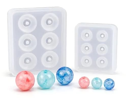 Noraling Silicone Sphere Ball Molds with Holes for Jewelry Making 12mm & 16mm | Easy Release Resin Casting Molds for DIY Crafts — Sphere Ball 2 in Set