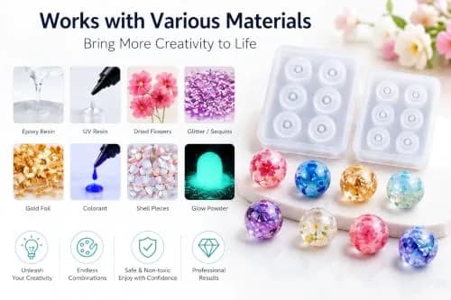 Noraling Silicone Sphere Ball Molds with Holes for Jewelry Making 12mm & 16mm | Easy Release Resin Casting Molds for DIY Crafts thumbnail 5