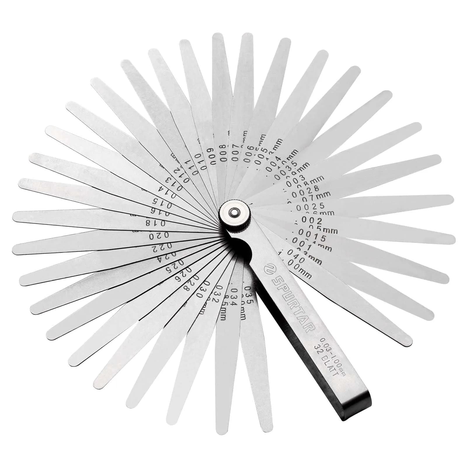 Spurtar Feeler Gauge Set, 32 Blades Tapered & 16 Blades Offset, 0.03-1.00mm (0.001-0.040") | Precision Measurement Tool — 32 Blades(0.001-0.04")