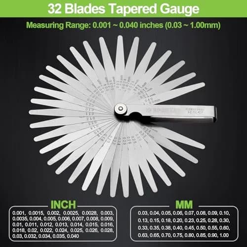 Spurtar Tapered Feeler Gauge Set 0.03-1.00mm (0.001-0.04") 32 Blades | Precision Gap Measurement Tool thumbnail 2