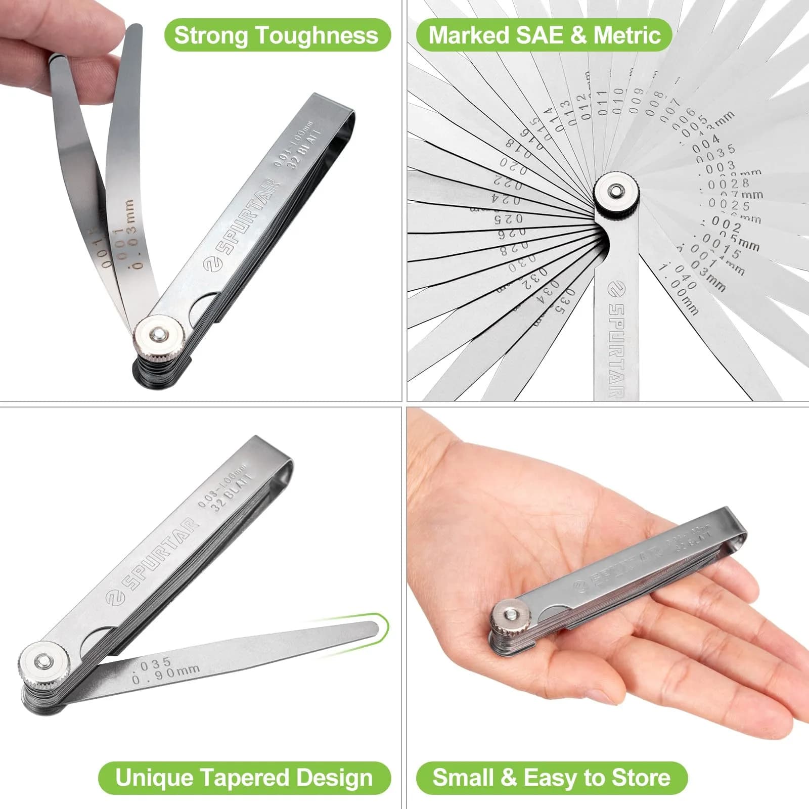 Spurtar Feeler Gauges 0.001-0.04" (0.03-1.00mm) 32 Blades Tapered thumbnail 3