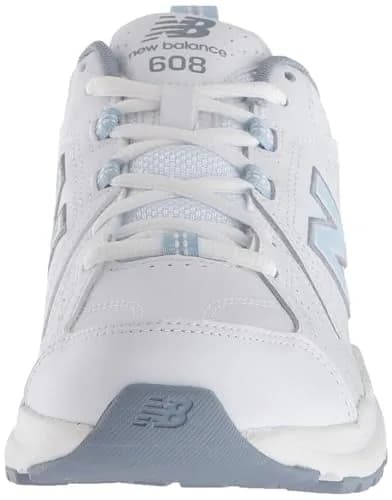New Balance Women's 608 V5 Casual Comfort Cross Trainer, White/Light Blue, 6.5 | Supportive & Durable thumbnail 3