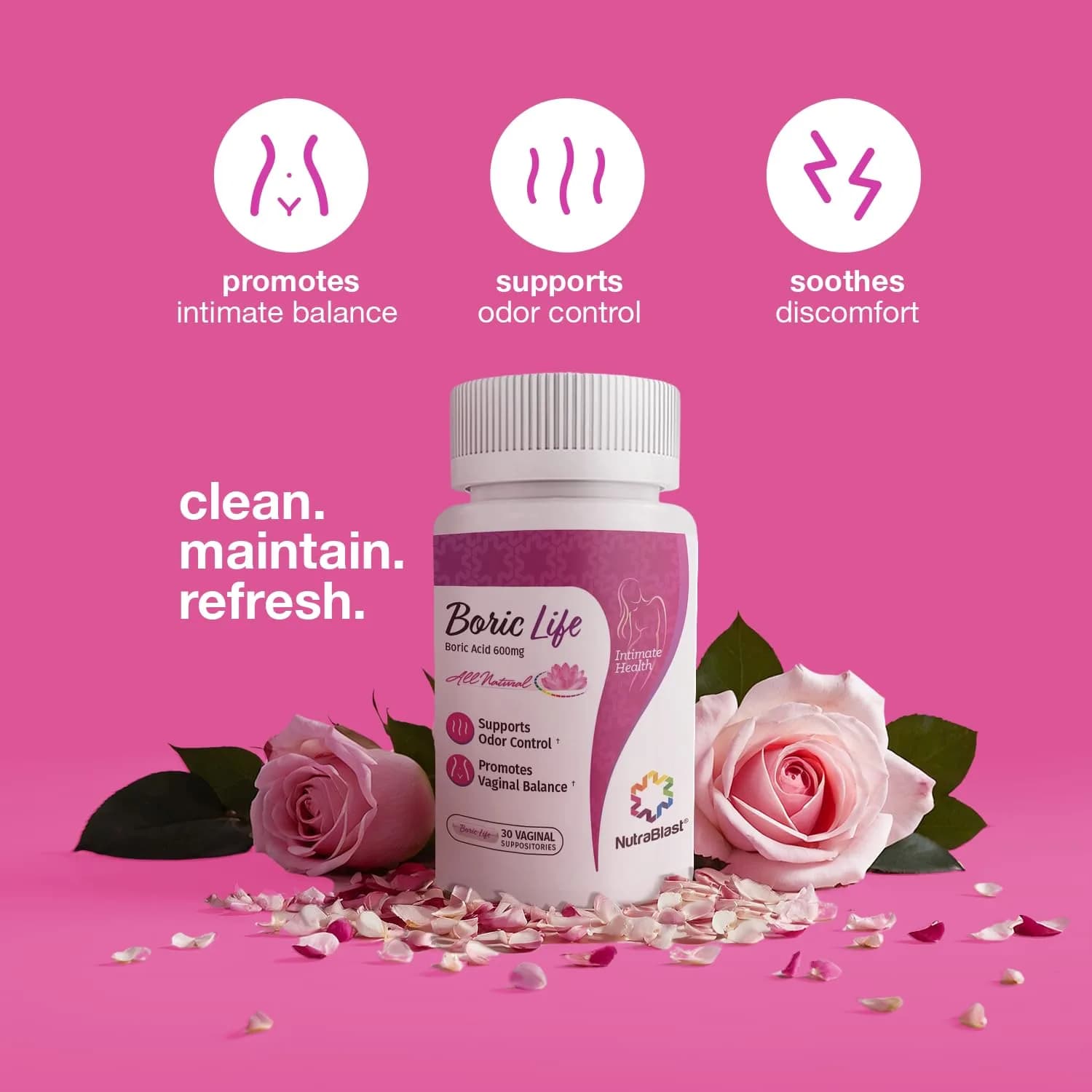 NutraBlast Boric Life Boric Acid Suppositories 600mg 60 Count | Supports Intimate Health - view 6