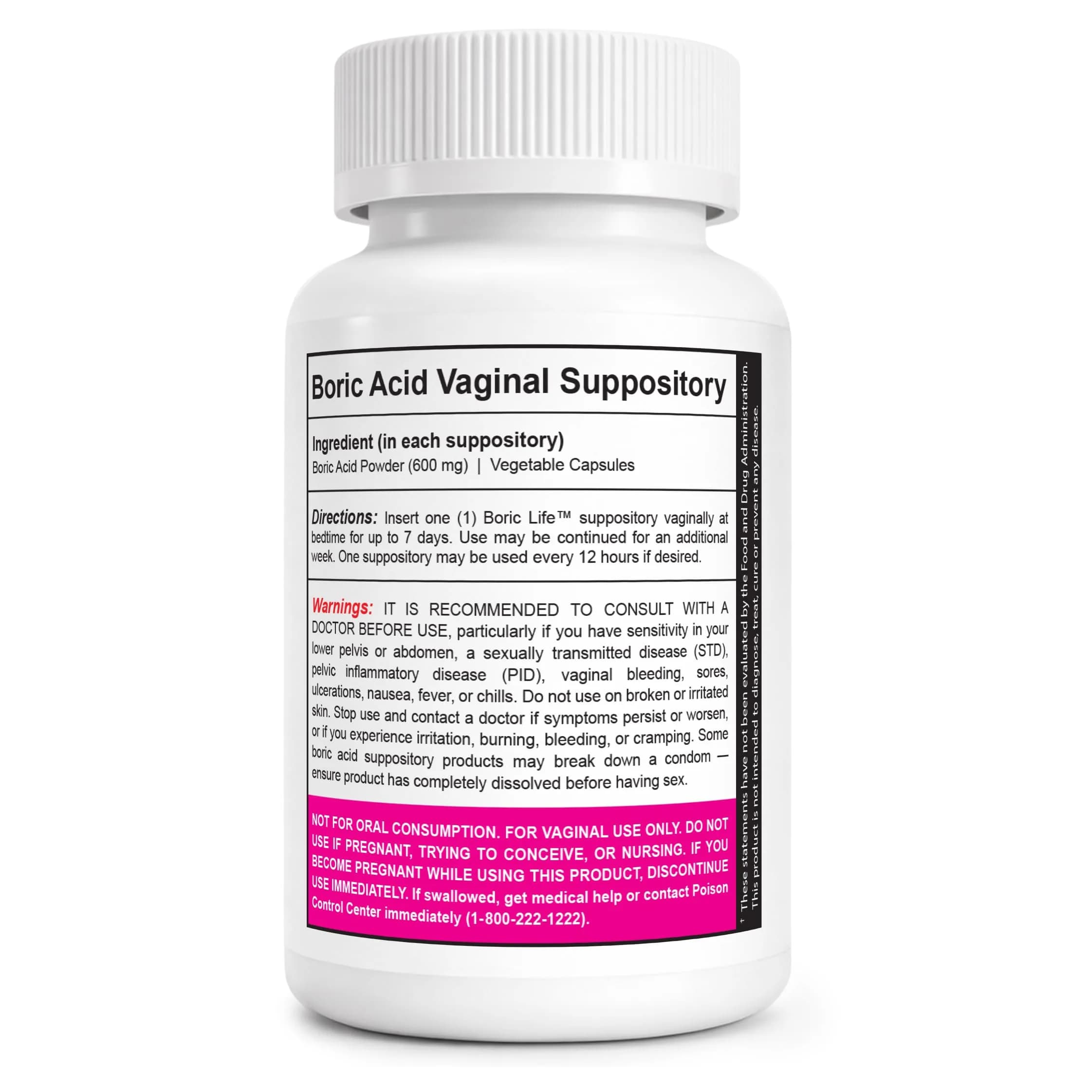 NutraBlast Boric Life Boric Acid Suppositories 600mg 60 Count | Supports Intimate Health - view 2