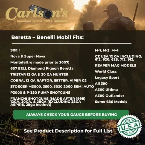 Carlson's Choke Tubes 12 Gauge Compatible for Beretta Benelli Mobil 0.705 Diameter | Made in USA thumbnail 2