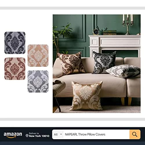 NAPEARL Brown Damask Curtains 52x108 Inches | Victorian Jacquard Living Room Drapes thumbnail 7