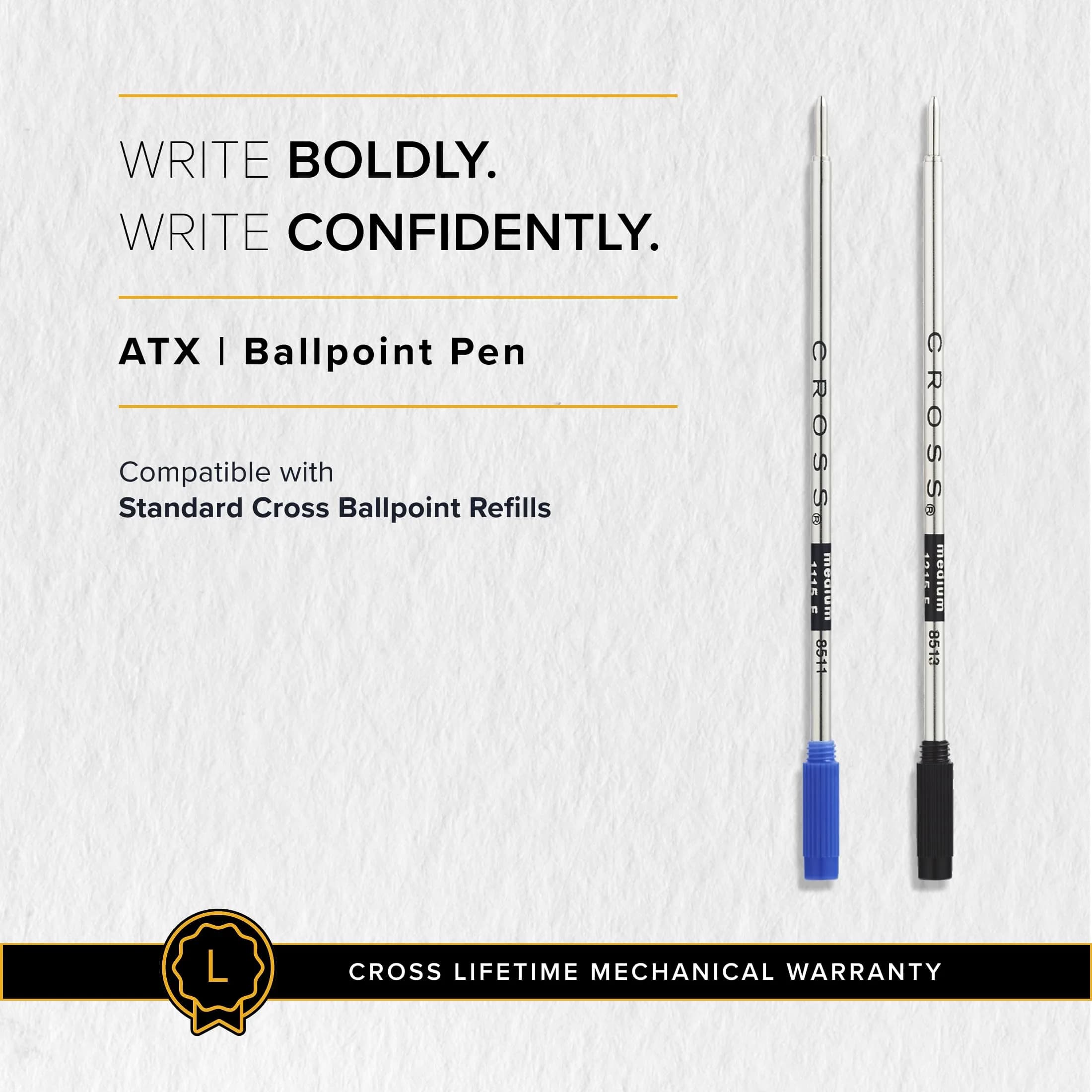 Cross ATX Brushed Rose Gold Ballpoint Pen, Medium Point, Black Ink | Smooth Writing, Refillable, Gift Box - view 7