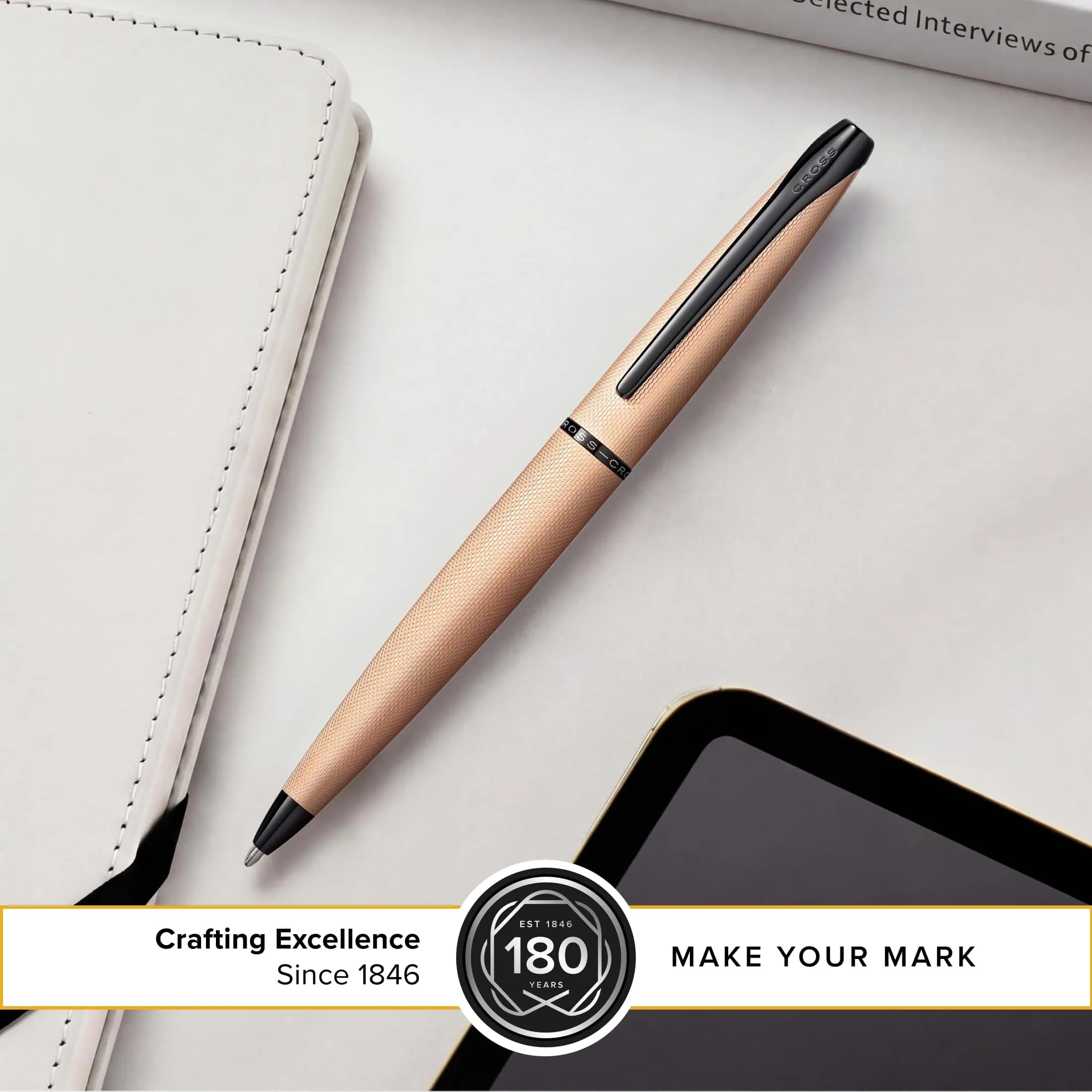 Cross ATX Brushed Rose Gold Ballpoint Pen, Medium Point, Black Ink | Smooth Writing, Refillable, Gift Box - view 3