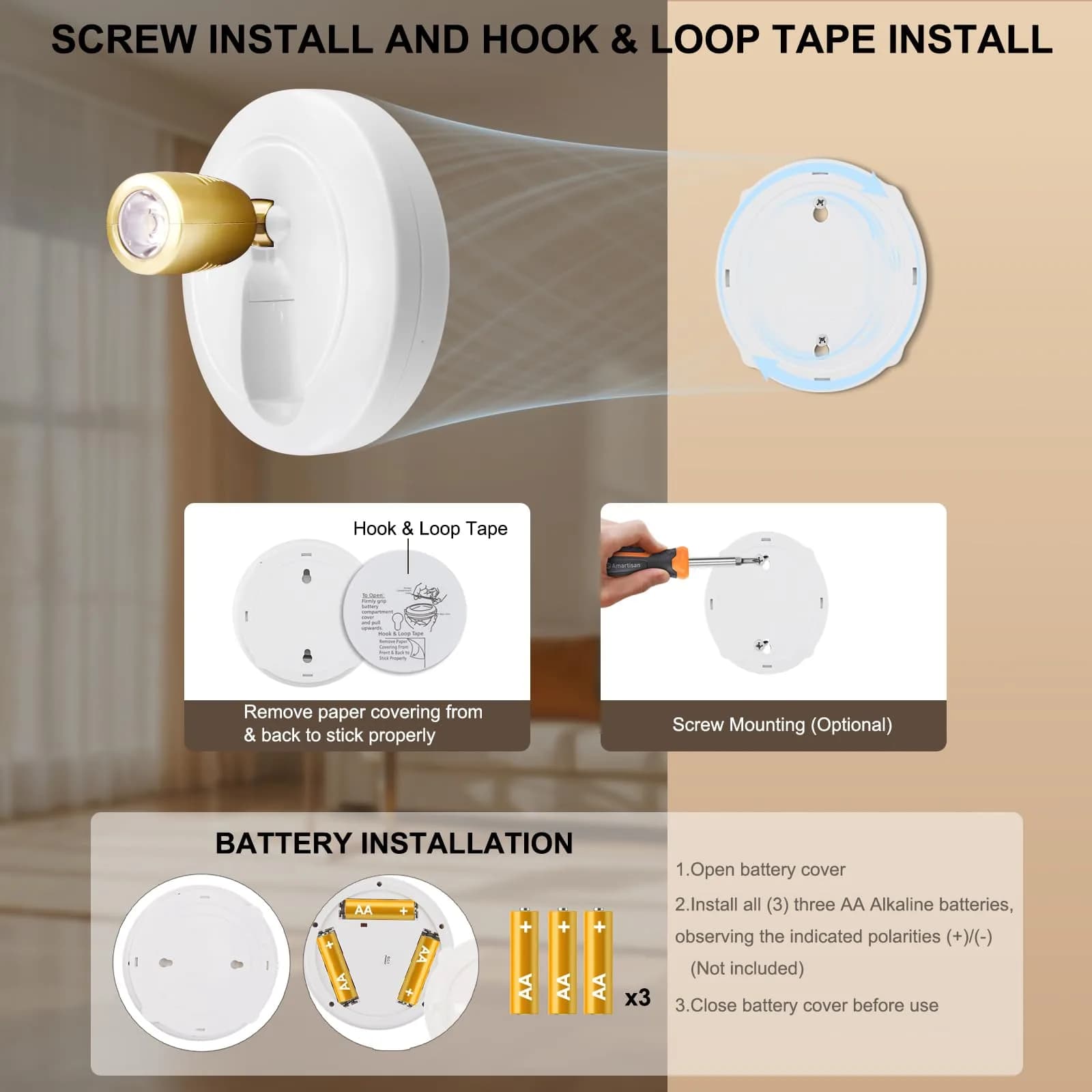 HONWELL LED Spotlight Wireless Accent Lights 2 Pack Warm White Puck Lights with Remote | Rotatable Head, Picture Light for Paintings - view 7