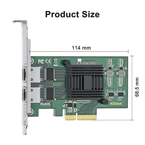 10Gtek Gigabit Ethernet Network Card I350-GE-2T-X4 Dual RJ45 Ports 1Gbps PCIe 2.0 X4 | Intel I350AM2 Controller thumbnail 5